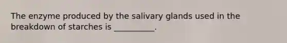 The enzyme produced by the salivary glands used in the breakdown of starches is __________.