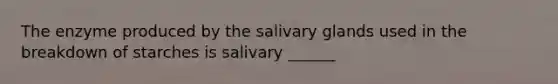 The enzyme produced by the salivary glands used in the breakdown of starches is salivary ______