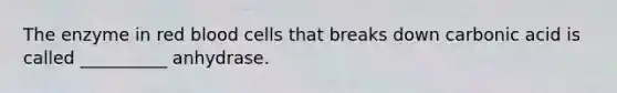 The enzyme in red blood cells that breaks down carbonic acid is called __________ anhydrase.