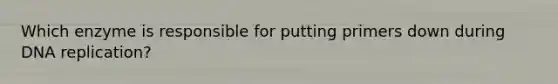 Which enzyme is responsible for putting primers down during DNA replication?