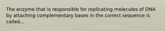 The enzyme that is responsible for replicating molecules of DNA by attaching complementary bases in the correct sequence is called...