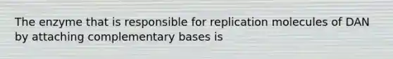 The enzyme that is responsible for replication molecules of DAN by attaching complementary bases is