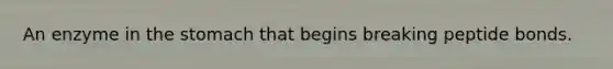 An enzyme in the stomach that begins breaking peptide bonds.