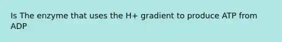 Is The enzyme that uses the H+ gradient to produce ATP from ADP