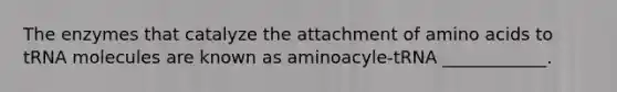 The enzymes that catalyze the attachment of amino acids to tRNA molecules are known as aminoacyle-tRNA ____________.