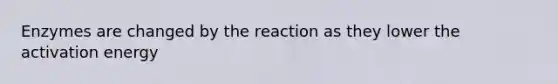 Enzymes are changed by the reaction as they lower the activation energy