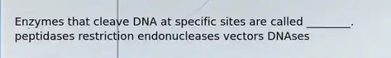 Enzymes that cleave DNA at specific sites are called ________. peptidases restriction endonucleases vectors DNAses