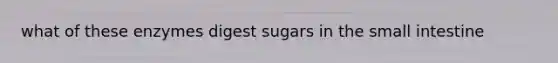 what of these enzymes digest sugars in the small intestine