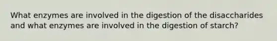 What enzymes are involved in the digestion of the disaccharides and what enzymes are involved in the digestion of starch?