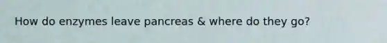 How do enzymes leave pancreas & where do they go?