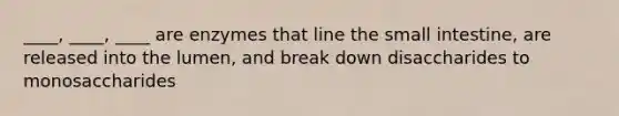 ____, ____, ____ are enzymes that line the small intestine, are released into the lumen, and break down disaccharides to monosaccharides