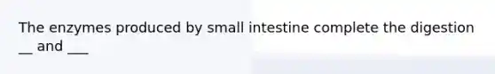 The enzymes produced by small intestine complete the digestion __ and ___