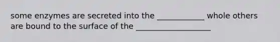 some enzymes are secreted into the ____________ whole others are bound to the surface of the ___________________