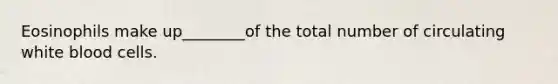 Eosinophils make up________of the total number of circulating white blood cells.