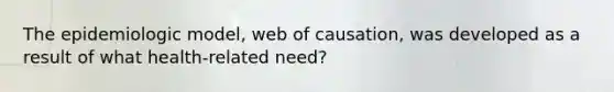 The epidemiologic model, web of causation, was developed as a result of what health-related need?