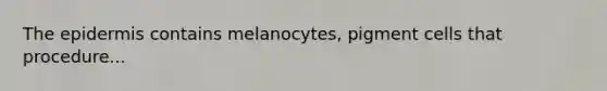 The epidermis contains melanocytes, pigment cells that procedure...