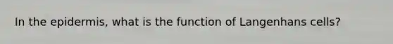 In <a href='https://www.questionai.com/knowledge/kBFgQMpq6s-the-epidermis' class='anchor-knowledge'>the epidermis</a>, what is the function of Langenhans cells?