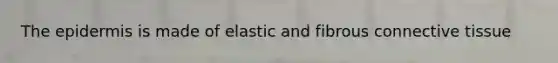 The epidermis is made of elastic and fibrous connective tissue