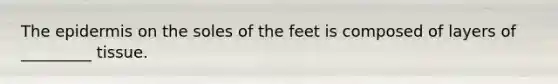 The epidermis on the soles of the feet is composed of layers of _________ tissue.