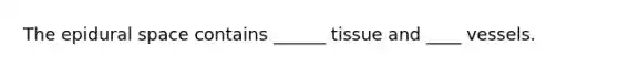 The epidural space contains ______ tissue and ____ vessels.