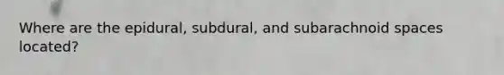 Where are the epidural, subdural, and subarachnoid spaces located?