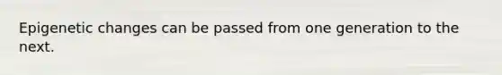 Epigenetic changes can be passed from one generation to the next.