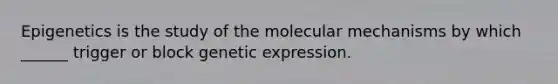 Epigenetics is the study of the molecular mechanisms by which ______ trigger or block genetic expression.