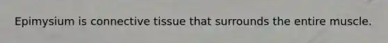 Epimysium is connective tissue that surrounds the entire muscle.