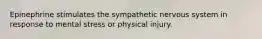 Epinephrine stimulates the sympathetic nervous system in response to mental stress or physical injury.