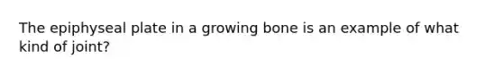 The epiphyseal plate in a growing bone is an example of what kind of joint?