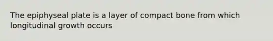 The epiphyseal plate is a layer of compact bone from which longitudinal growth occurs