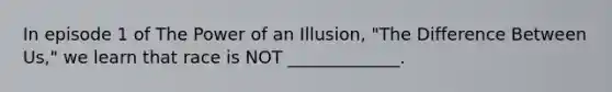 In episode 1 of The Power of an Illusion, "The Difference Between Us," we learn that race is NOT _____________.