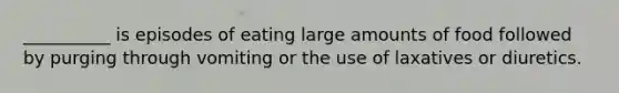 __________ is episodes of eating large amounts of food followed by purging through vomiting or the use of laxatives or diuretics.