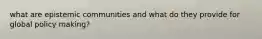 what are epistemic communities and what do they provide for global policy making?
