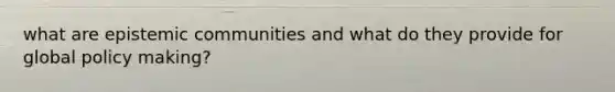 what are epistemic communities and what do they provide for global policy making?