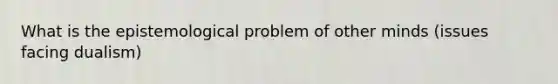 What is the epistemological problem of other minds (issues facing dualism)