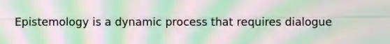 Epistemology is a dynamic process that requires dialogue