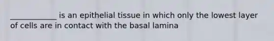 ____________ is an epithelial tissue in which only the lowest layer of cells are in contact with the basal lamina