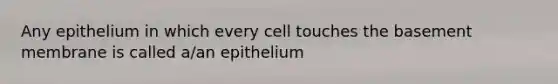 Any epithelium in which every cell touches the basement membrane is called a/an epithelium