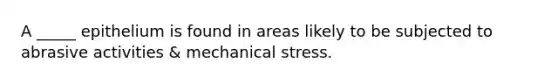 A _____ epithelium is found in areas likely to be subjected to abrasive activities & mechanical stress.