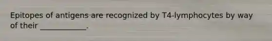 Epitopes of antigens are recognized by T4-lymphocytes by way of their ____________.