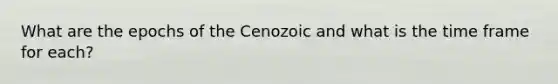 What are the epochs of the Cenozoic and what is the time frame for each?