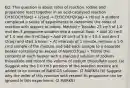 EQ: This question is about rates of reaction. Iodine and propanone react together in an acid-catalysed reaction CH3COCH3(aq) + I2(aq) → CH3COCH2I(aq) + HI(aq) A student completed a series of experiments to determine the order of reaction with respect to iodine. Method • Transfer 25 cm3 of 1.0 mol dm-3 propanone solution into a conical flask. • Add 10 cm3 of 1.0 mol dm-3 HCl(aq) • Add 25 cm3 of 5.0 × 10-3 mol dm-3 I2(aq) and start a timer. • At intervals of 1 minute, remove a 1.0 cm3 sample of the mixture and add each sample to a separate beaker containing an excess of NaHCO3(aq) • Titrate the contents of each beaker with a standard solution of sodium thiosulfate and record the volume of sodium thiosulfate used. (a) Suggest why the 1.0 cm3 portions of the reaction mixture are added to an excess of NaHCO3 solution. (2 MARKS) (b) Suggest why the order of this reaction with respect to propanone can be ignored in this experiment. (2 MARKS)