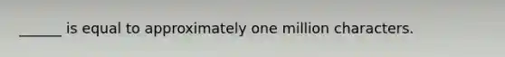 ______ is equal to approximately one million characters.