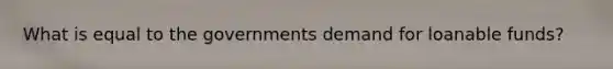 What is equal to the governments demand for loanable funds?