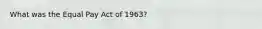 What was the Equal Pay Act of 1963?