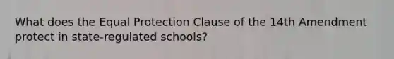 What does the Equal Protection Clause of the 14th Amendment protect in state-regulated schools?