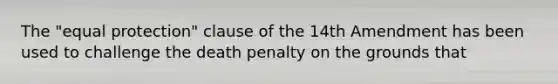 The "equal protection" clause of the 14th Amendment has been used to challenge the death penalty on the grounds that