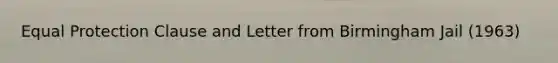 Equal Protection Clause and Letter from Birmingham Jail (1963)