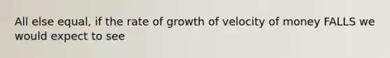 All else equal, if the rate of growth of velocity of money FALLS we would expect to see